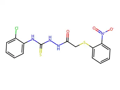 N1-(2-chlorophenyl)-2-{2-[(2-nitrophenyl)thio]acetyl}hydrazine-1-carbothioamide structure