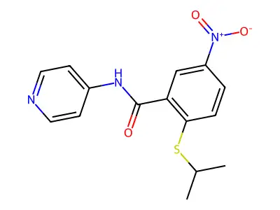 5-nitro-2-propan-2-ylsulfanyl-N-pyridin-4-ylbenzamide structure