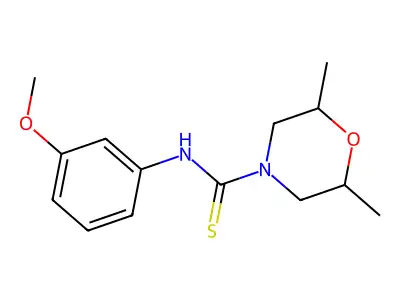 N-(3-methoxyphenyl)-2,6-dimethylmorpholine-4-carbothioamide structure