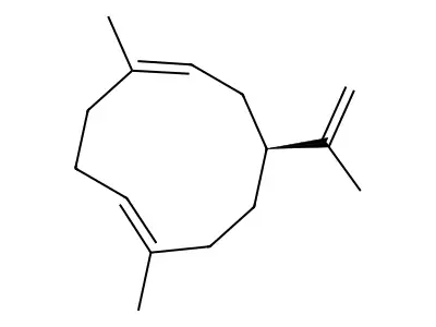 1,5-Cyclodecadiene, 1,5-dimethyl-8-(1-methylethenyl)-, (1E,5Z,8S)- structure