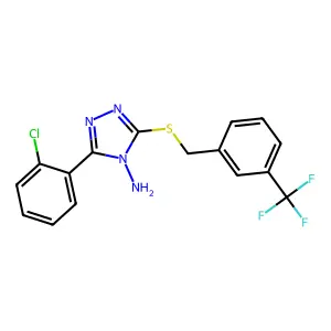 3-(2-chlorophenyl)-5-{[3-(trifluoromethyl)benzyl]sulfanyl}-4H-1,2,4-triazol-4-amine structure