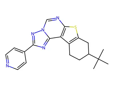 9-(tert-butyl)-2-(pyridin-4-yl)-8,9,10,11-tetrahydrobenzo[4,5]thieno[3,2-e][1,2,4]triazolo[1,5-c]pyrimidine structure