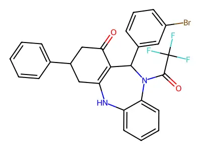 1-[11-(3-bromophenyl)-1-hydroxy-3-phenyl-2,3,4,11-tetrahydro-10H-dibenzo[b,e][1,4]diazepin-10-yl]-2,2,2-trifluoroethanone structure