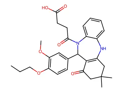 4-[1-hydroxy-11-(3-methoxy-4-propoxyphenyl)-3,3-dimethyl-2,3,4,11-tetrahydro-10H-dibenzo[b,e][1,4]diazepin-10-yl]-4-oxobutanoic acid structure