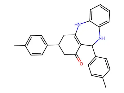 6,9-Bis(p-tolyl)-5,6,8,9,10,11-hexahydrobenzo[b][1,4]benzodiazepin-7-one structure