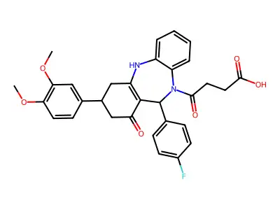 4-[3-(3,4-Dimethoxy-phenyl)-11-(4-fluoro-phenyl)-1-hydroxy-2,3,4,11-tetrahydro-dibenzo[b,e][1,4]diazep in-10-yl]-4-oxo-butyric acid structure