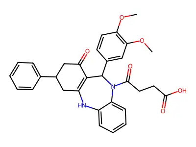 4-[11-(3,4-dimethoxyphenyl)-1-hydroxy-3-phenyl-2,3,4,11-tetrahydro-10H-dibenzo[b,e][1,4]diazepin-10-yl]-4-oxobutanoic acid structure