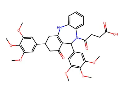 4-[1-hydroxy-3,11-bis(3,4,5-trimethoxyphenyl)-2,3,4,11-tetrahydro-10H-dibenzo[b,e][1,4]diazepin-10-yl]-4-oxobutanoic acid structure