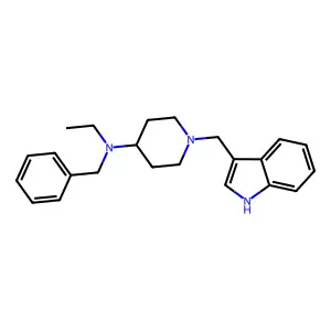 N-benzyl-N-ethyl-1-(1H-indol-3-ylmethyl)piperidin-4-amine structure