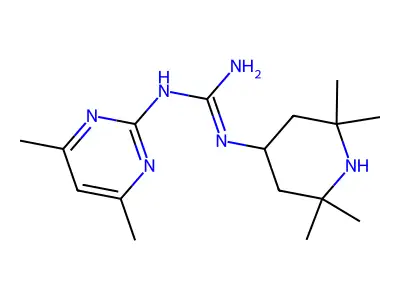 N-(4,6-dimethylpyrimidin-2-yl)-N'-(2,2,6,6-tetramethylpiperidin-4-yl)guanidine structure