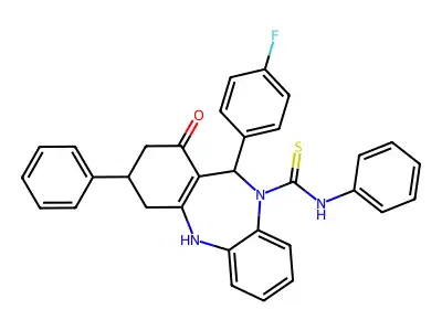 11-(4-fluorophenyl)-1-hydroxy-N,3-diphenyl-2,3,4,11-tetrahydro-10H-dibenzo[b,e][1,4]diazepine-10-carbothioamide structure
