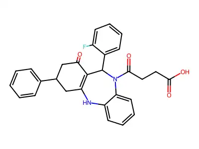 4-[11-(2-fluorophenyl)-1-hydroxy-3-phenyl-2,3,4,11-tetrahydro-10H-dibenzo[b,e][1,4]diazepin-10-yl]-4-oxobutanoic acid structure