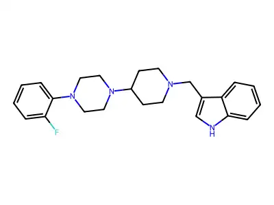 3-[[4-[4-(2-fluorophenyl)piperazin-1-yl]piperidin-1-yl]methyl]-1H-indole structure