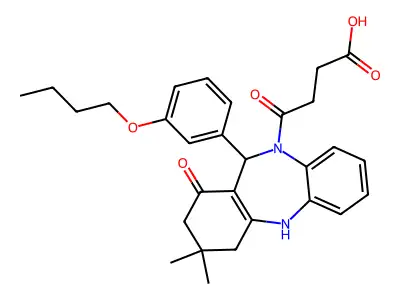 4-[11-(3-butoxyphenyl)-1-hydroxy-3,3-dimethyl-2,3,4,11-tetrahydro-10H-dibenzo[b,e][1,4]diazepin-10-yl]-4-oxobutanoic acid structure