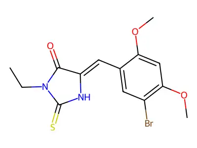 (5Z)-5-[(5-bromo-2,4-dimethoxyphenyl)methylidene]-3-ethyl-2-sulfanylideneimidazolidin-4-one structure