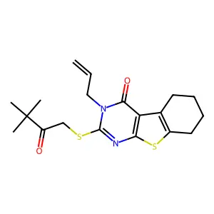 3-allyl-2-[(3,3-dimethyl-2-oxobutyl)sulfanyl]-5,6,7,8-tetrahydro[1]benzothieno[2,3-d]pyrimidin-4(3H)-one structure