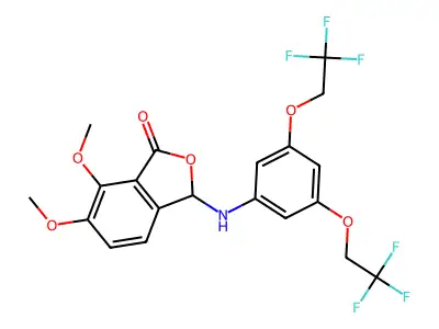 3-[3,5-bis(2,2,2-trifluoroethoxy)anilino]-6,7-dimethoxy-3H-2-benzofuran-1-one structure