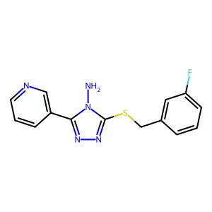 3-[(3-Fluorophenyl)methylsulfanyl]-5-pyridin-3-yl-1,2,4-triazol-4-amine structure