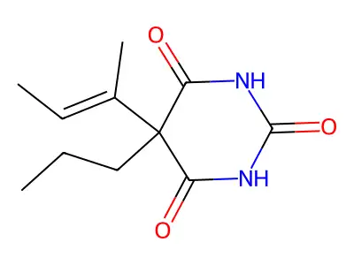 2,4,6(1H,3H,5H)-Pyrimidinetrione,5-(1-methyl-1-propen-1-YL)-5-propyl- structure