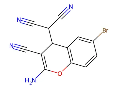 Propanedinitrile, (2-amino-6-bromo-3-cyano-4H-1-benzopyran-4-yl)- structure