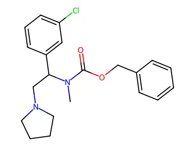 Benzyl (1-(3-chlorophenyl)-2-(pyrrolidin-1-yl)ethyl)(methyl)carbamate structure