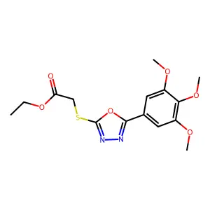 Ethyl 2-[[5-(3,4,5-trimethoxyphenyl)-1,3,4-oxadiazol-2-yl]sulfanyl]acetate structure