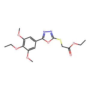 Ethyl 2-[[5-(4-ethoxy-3,5-dimethoxyphenyl)-1,3,4-oxadiazol-2-yl]sulfanyl]acetate structure