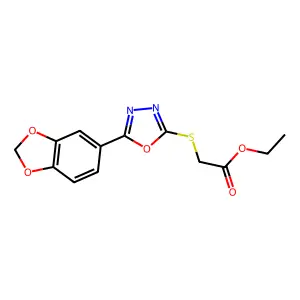 Ethyl 2-[[5-(1,3-benzodioxol-5-yl)-1,3,4-oxadiazol-2-yl]sulfanyl]acetate structure