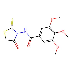 3,4,5-trimethoxy-N-(4-oxo-2-sulfanylidene-1,3-thiazolidin-3-yl)benzamide structure