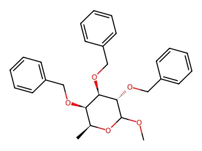 (3S,4R,5R,6S)-3,4,5-Tris(benzyloxy)-2-methoxy-6-methyltetrahydro-2H-pyran structure
