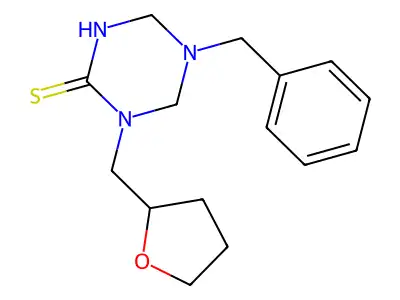 5-Benzyl-1-(oxolan-2-ylmethyl)-1,3,5-triazinane-2-thione structure