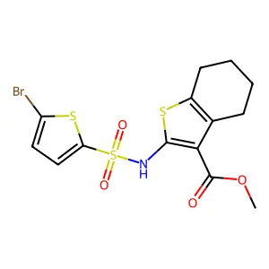 methyl 2-(5-bromothiophene-2-sulfonamido)-4,5,6,7-tetrahydrobenzo[b]thiophene-3-carboxylate structure