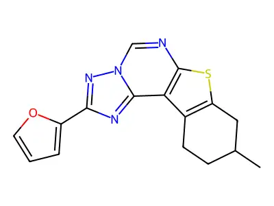 2-(2-Furanyl)-8,9,10,11-tetrahydro-9-methyl[1]benzothieno[3,2-e][1,2,4]triazolo[1,5-c]pyrimidine structure