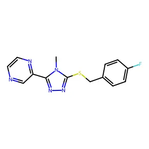 3-[(4-Fluorophenyl)methylthio]-4-methyl-5-pyrazin-2-yl-1,2,4-triazole structure