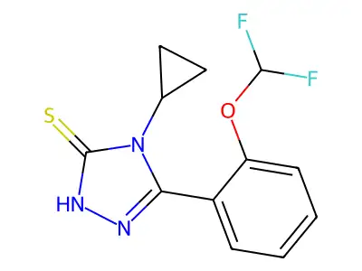 4-cyclopropyl-3-[2-(difluoromethoxy)phenyl]-1H-1,2,4-triazole-5-thione structure