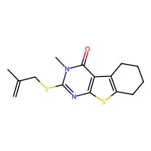 3-methyl-2-[(2-methylprop-2-en-1-yl)sulfanyl]-5,6,7,8-tetrahydro[1]benzothieno[2,3-d]pyrimidin-4(3H)-one structure