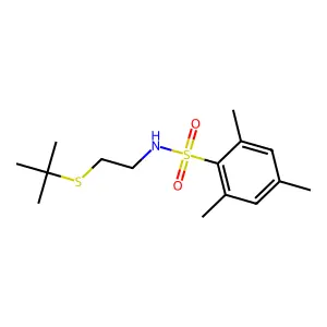 N-(2-tert-butylsulfanylethyl)-2,4,6-trimethylbenzenesulfonamide structure