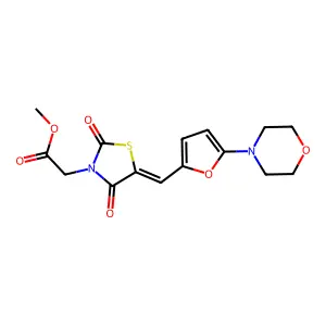 methyl [(5E)-5-{[5-(morpholin-4-yl)furan-2-yl]methylidene}-2,4-dioxo-1,3-thiazolidin-3-yl]acetate structure