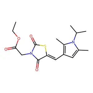 ethyl [(5E)-5-{[2,5-dimethyl-1-(propan-2-yl)-1H-pyrrol-3-yl]methylidene}-2,4-dioxo-1,3-thiazolidin-3-yl]acetate structure