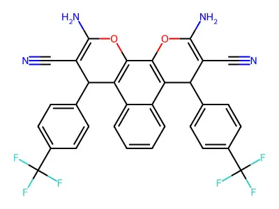 4,17-Diamino-6,15-bis[4-(trifluoromethyl)phenyl]-3,18-dioxatetracyclo[12.4.0.02,7.08,13]octadeca-1(14),2(7),4,8,10,12,16-heptaene-5,16-dicarbonitrile structure