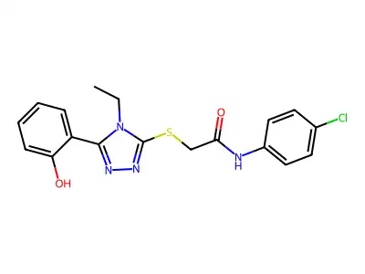 N-(4-chlorophenyl)-2-((4-ethyl-5-(2-hydroxyphenyl)-4H-1,2,4-triazol-3-yl)thio)acetamide structure