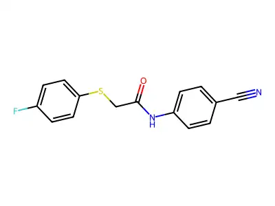 N-(4-cyanophenyl)-2-(4-fluorophenyl)sulfanylacetamide structure