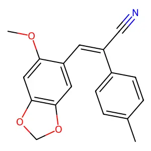 (E)-3-(6-methoxy-1,3-benzodioxol-5-yl)-2-(4-methylphenyl)prop-2-enenitrile structure