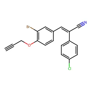 (E)-3-(3-bromo-4-prop-2-ynoxyphenyl)-2-(4-chlorophenyl)prop-2-enenitrile structure