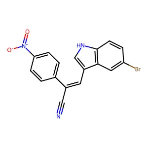 (E)-3-(5-bromo-1H-indol-3-yl)-2-(4-nitrophenyl)prop-2-enenitrile structure