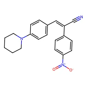 (E)-2-(4-nitrophenyl)-3-(4-piperidin-1-ylphenyl)prop-2-enenitrile structure