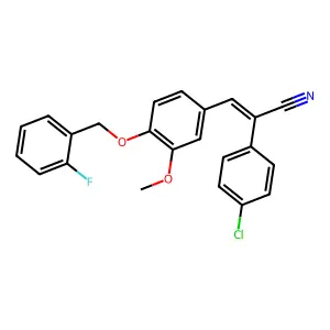 (2E)-2-(4-chlorophenyl)-3-{4-[(2-fluorobenzyl)oxy]-3-methoxyphenyl}prop-2-enenitrile structure
