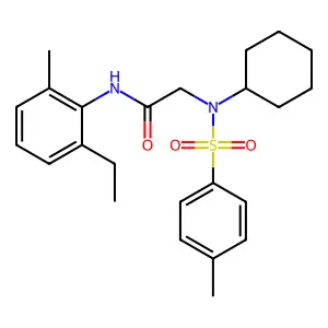 2-[cyclohexyl-(4-methylphenyl)sulfonylamino]-N-(2-ethyl-6-methylphenyl)acetamide structure