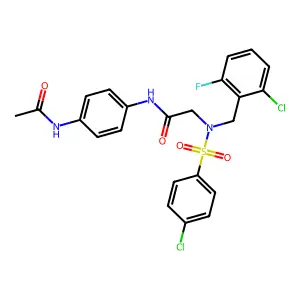 N-(4-acetamidophenyl)-2-[(2-chloro-6-fluorophenyl)methyl-(4-chlorophenyl)sulfonylamino]acetamide structure