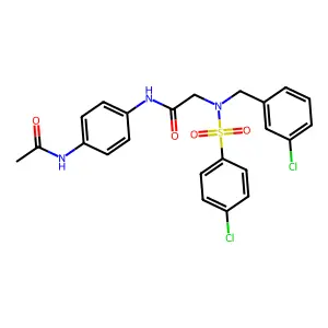 N-(4-acetamidophenyl)-2-[(3-chlorophenyl)methyl-(4-chlorophenyl)sulfonylamino]acetamide structure
